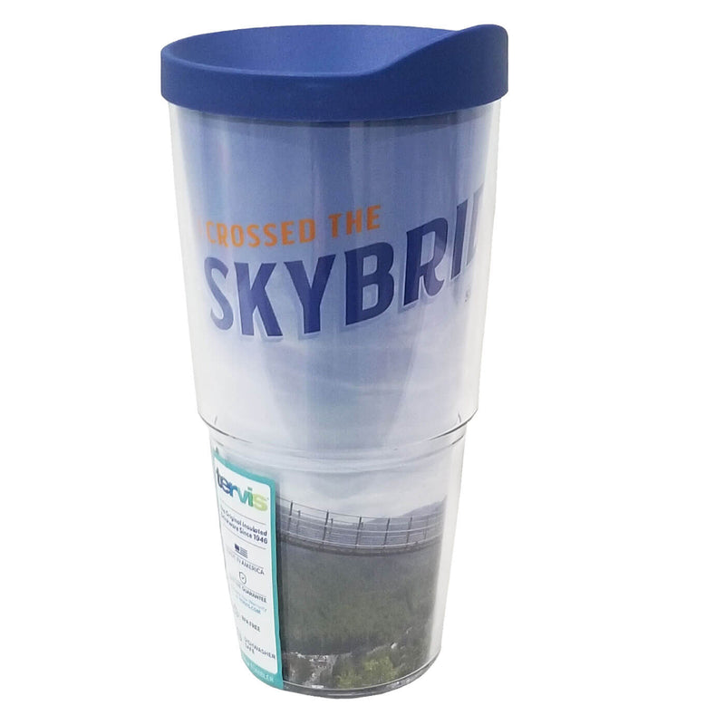 Gatlinburg SkyBridge Photo Wrap 24oz Tumbler with Lid BLUE