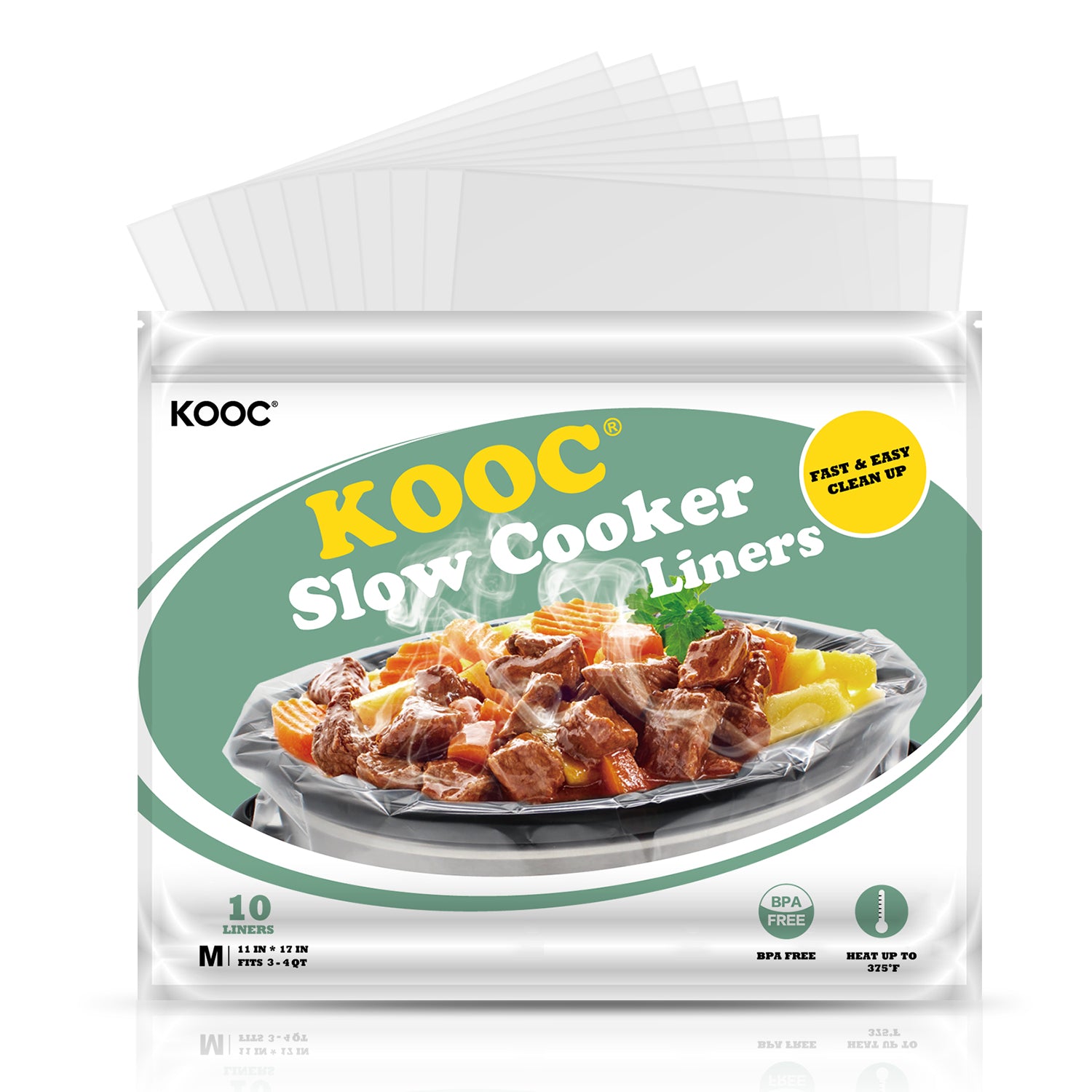 KOOC - Premium Disposable Slow Cooker Liners, M Size Fit 1.5 to 3 Quart