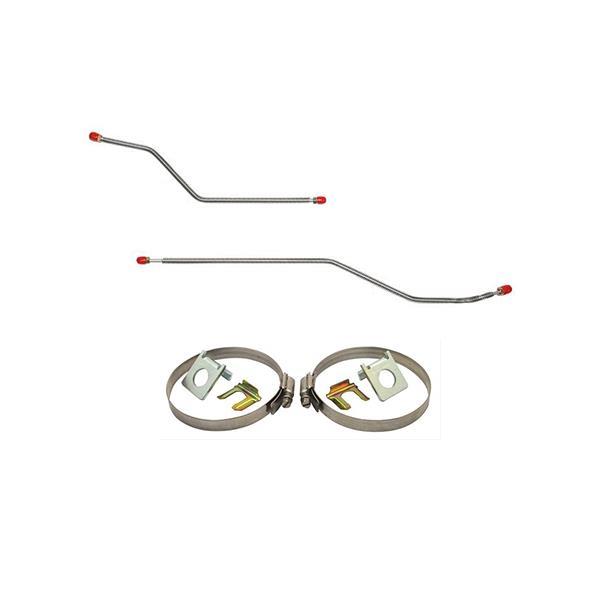 71-72 Chevy C10 w/ Rear Coil Springs, Rear Disc Conversion Brake Line Kit; Steel