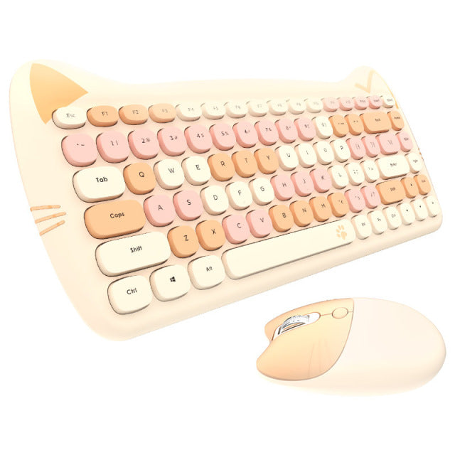 Wireless Cat Mouse and Keyboard Set