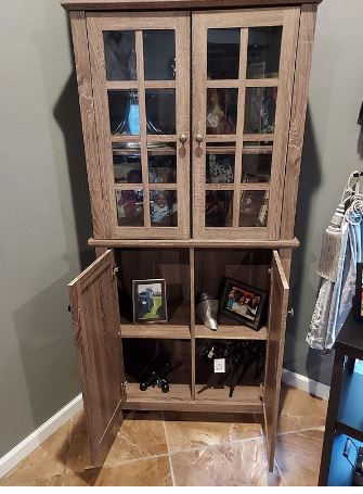 Tall Accent Cabinet Good Quality Farmhouse Style Wooden with 4 Doors G –  numoonllc