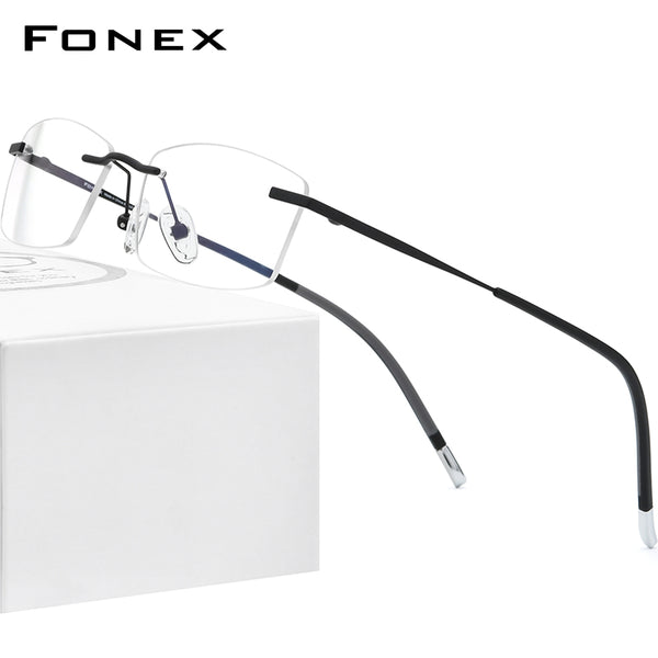 FONEX Titanium Rimless Glasses Men Eyeglasses Frame 9608 – FONEX-Eyeglasses