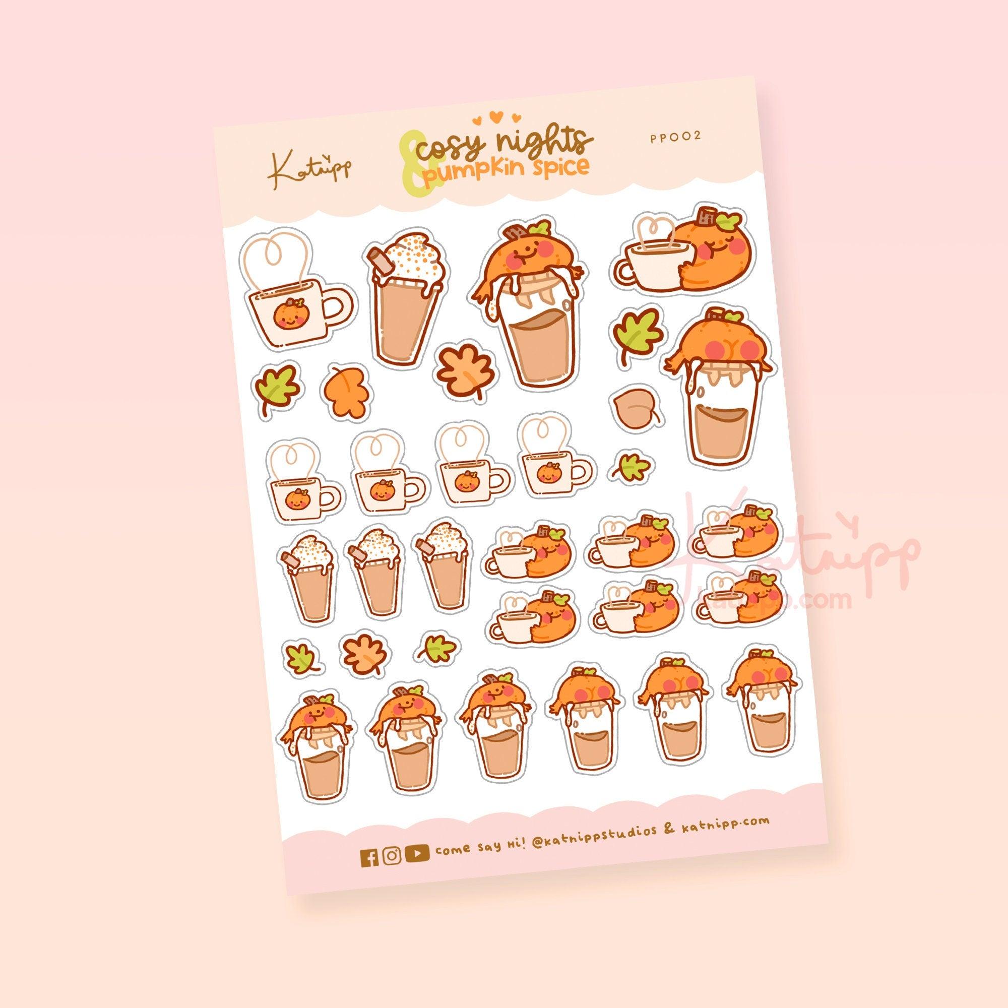 Cozy Vibes & Pumpkin Spice Kiss-Cut Planner Sticker Sheet – Plan with élan