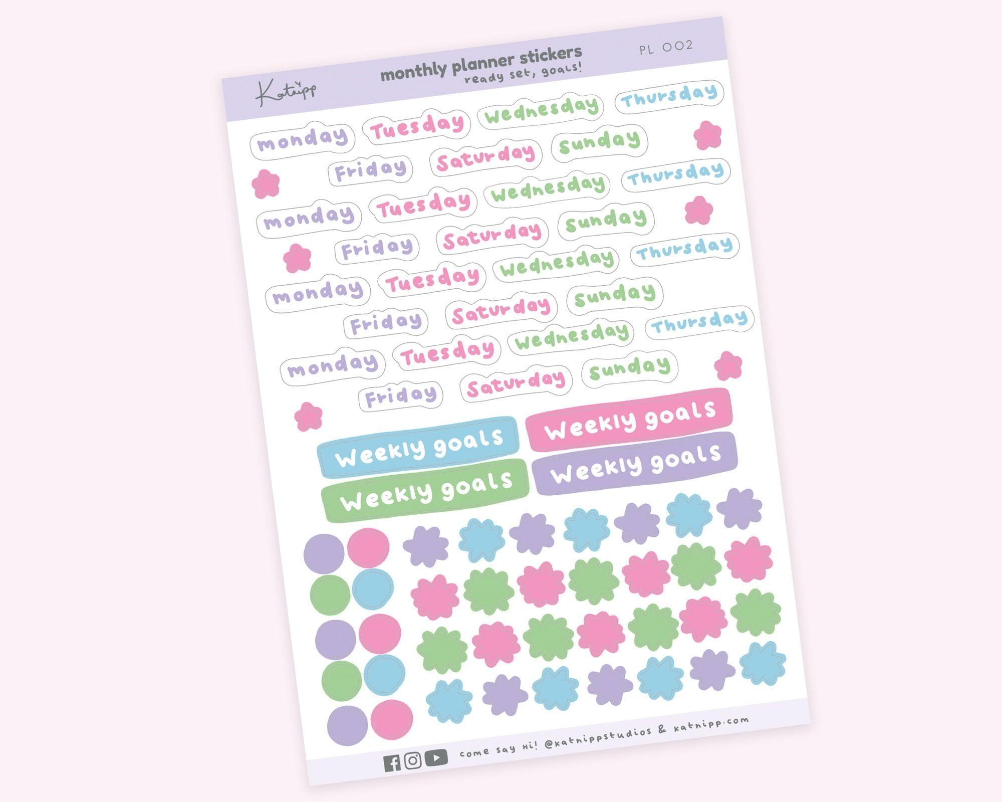 Pastel Planner Kit Months Yearly Planner Stickers - PL 004 – Katnipp Studios