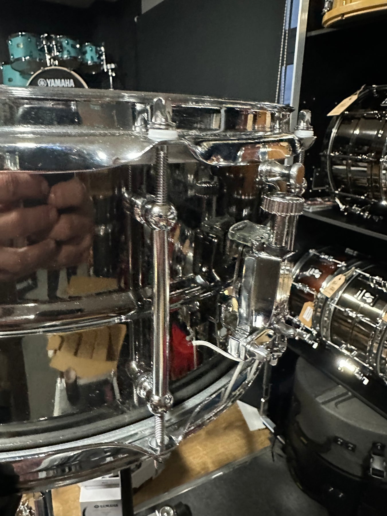 WorldMax 14x5 inch Hammered Brass Shell snare drum, brass