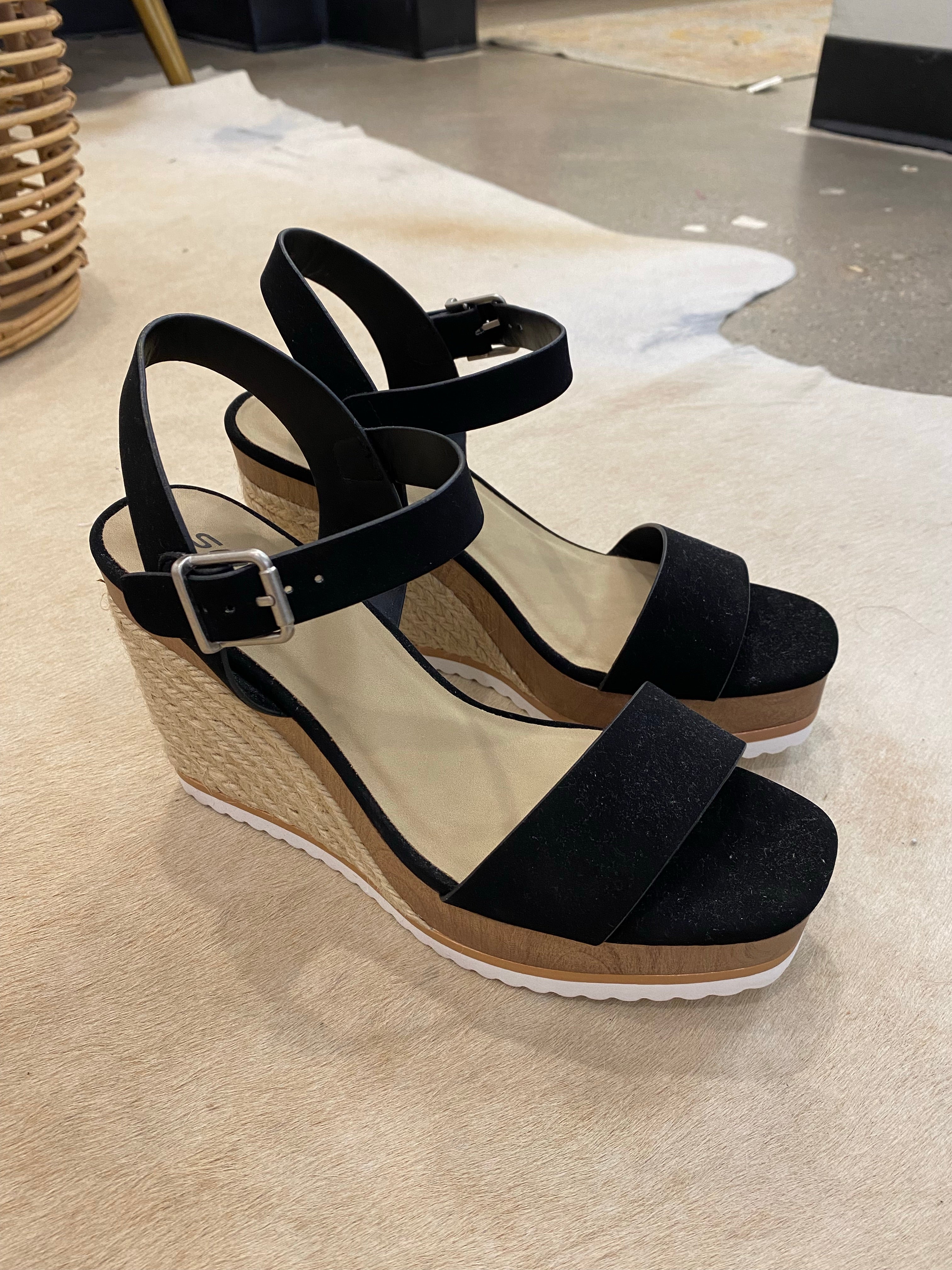 Black Espadrille Wedge