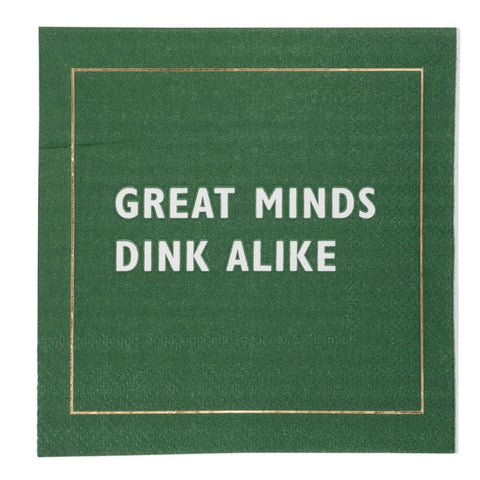 Pickleball funny cocktail Napkins Great Minds Dink Alike in Green and White