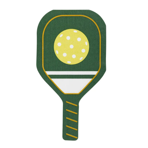Pickleball paddle and ball paper napkins in green, white and yellow