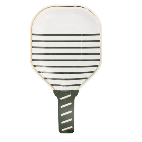 pickleball paper plate in white and gold