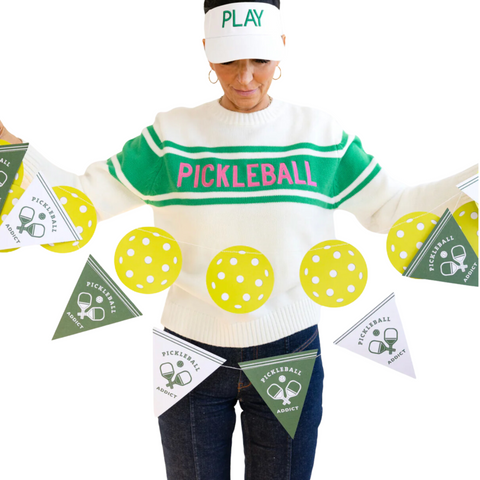 pickleball party paper banners and garlands