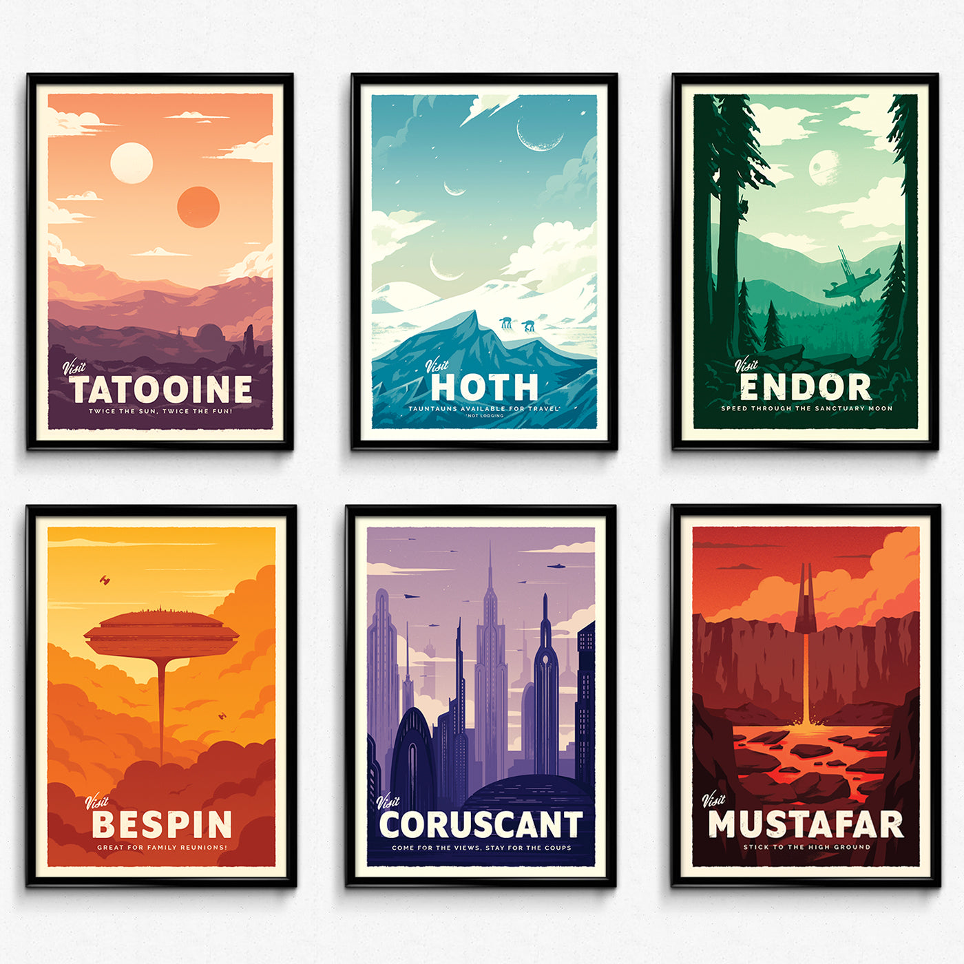 Tatooine, Hoth, & Endor Travel Poster Bundle – Sylvan Design Co.