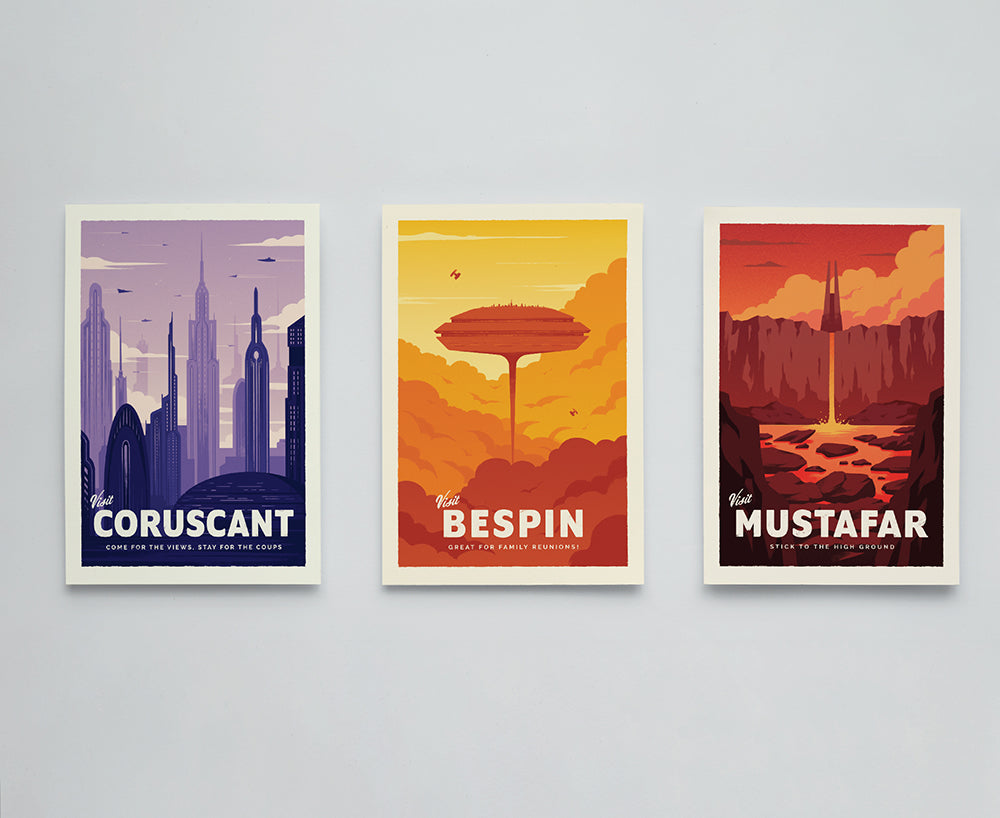 Tatooine, Hoth, & Endor Travel Poster Bundle – Sylvan Design Co.