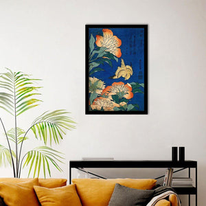 Canary and Peony 1834- Katsushika Hokusai - Art Print, Frame Art, Painting Art
