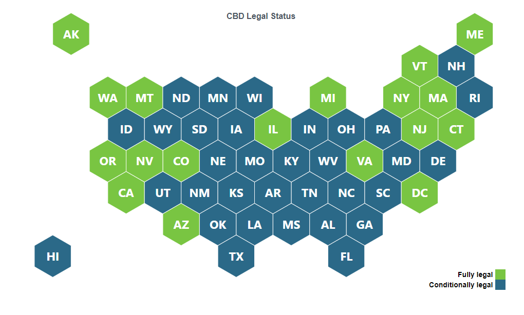 CBD LEGALITY BY STATE 2024