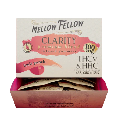 MELLOW FELLOW 100MG FRUIT PUNCH CLARITY BLEND THCV HHC GUMMIES