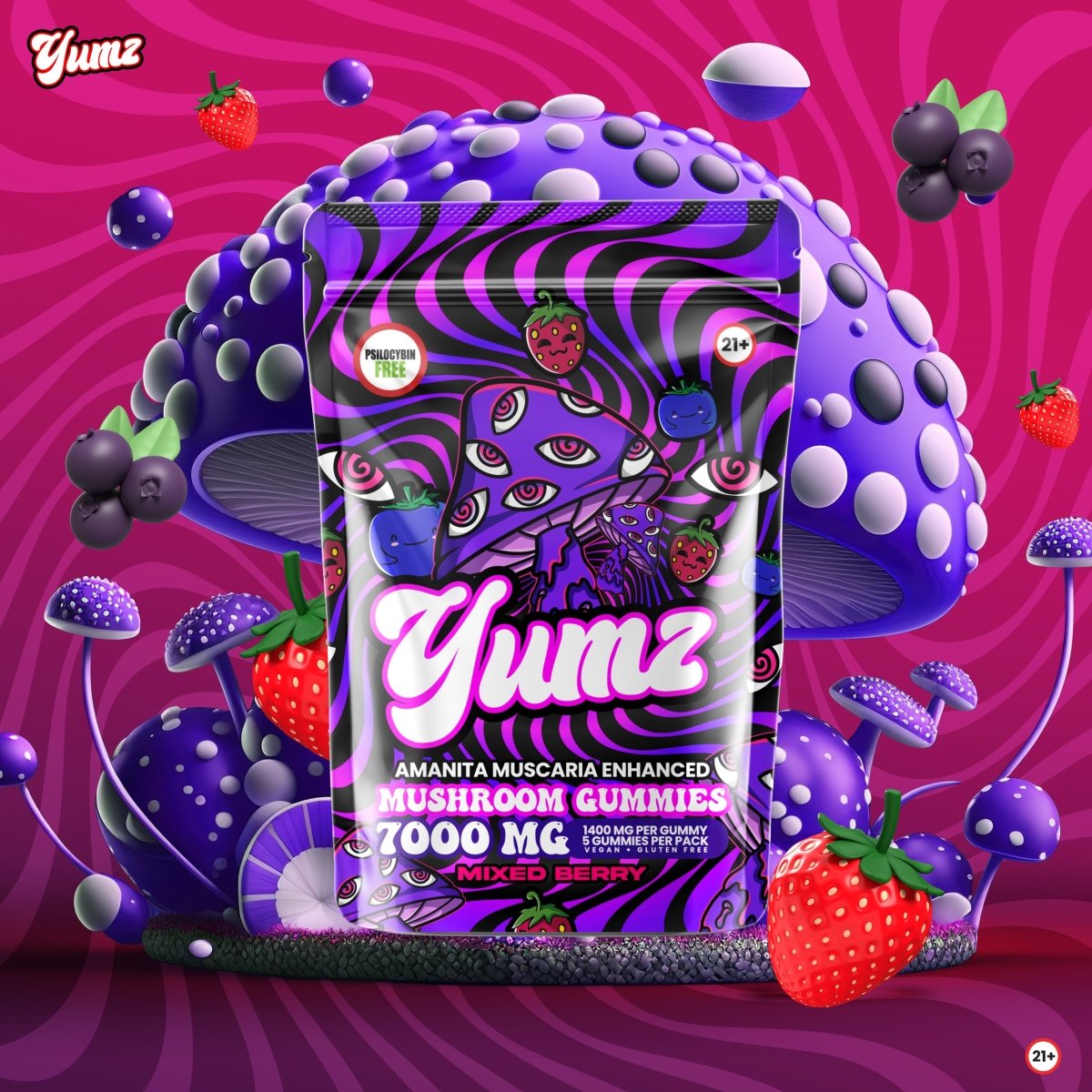 Yumz Amanita Muscaria Mushroom Gummies 7000mg