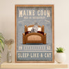 Funny Cute Cat Poster Wall Art Prints | Maine Coon in Bed | Home Decor Gift for Cat Lover