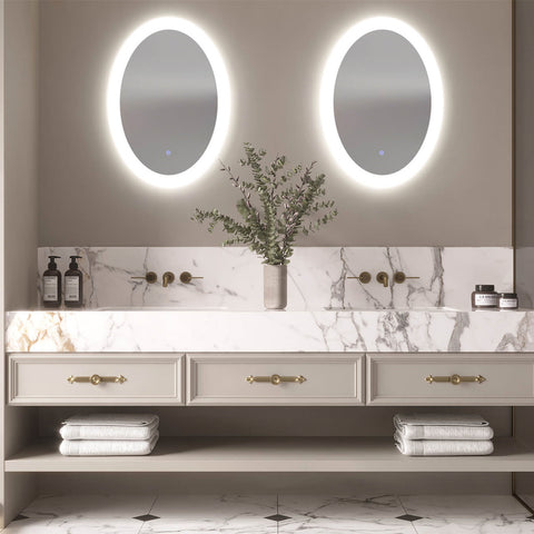 20"x28" oral lighted bathroom mirror
