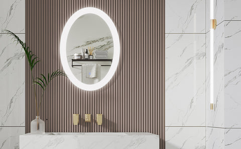 product description1: 20''×28'' Oval LED mirror in bathroom
