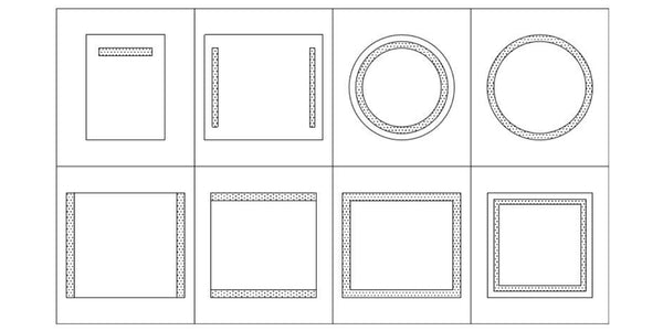 different light strip types of the backlit and front-lit mirrors