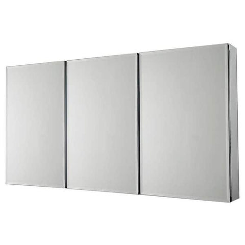 48 in. W x 26 in. H Frameless Recessed or Surface-Mount Tri-View Bathroom Medicine Cabinet with Beveled Mirror