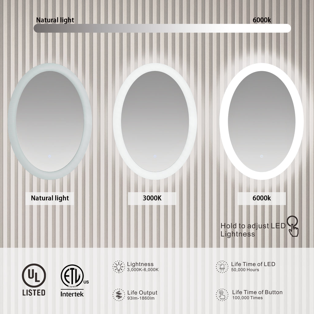 product description6: 20''×28'' Oval LED mirror- dimmable