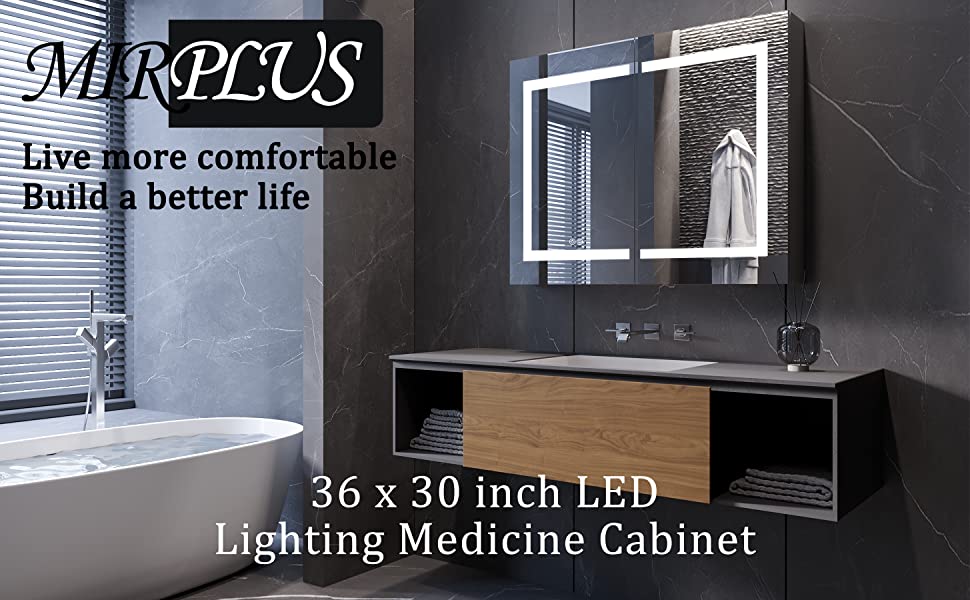 product description1: 36''H×30''W×5"D Double Door LED Medicine Cabinet