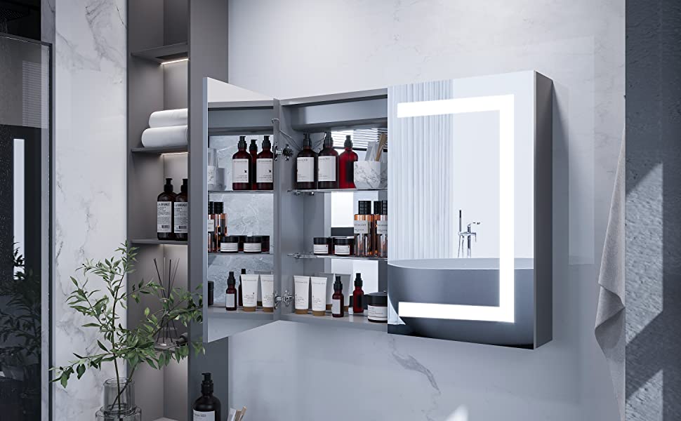product description3: 36''H×30''W×5"D Double Door LED Medicine Cabinet