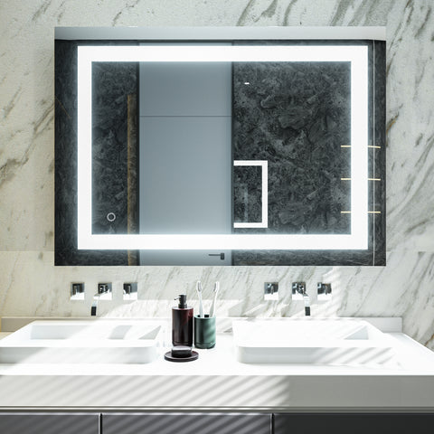 A rectangular bathroom mirror has almost all the features you need