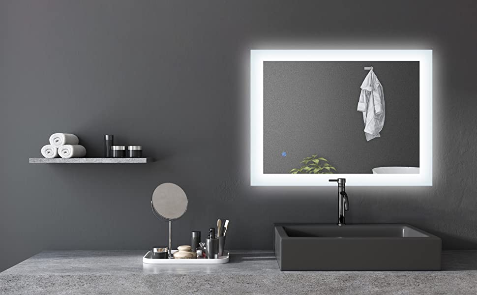 product description for MIRPLUS 24''×32'' Rectangular LED Bathroom Mirror backlit (Horizontal & Vertical)