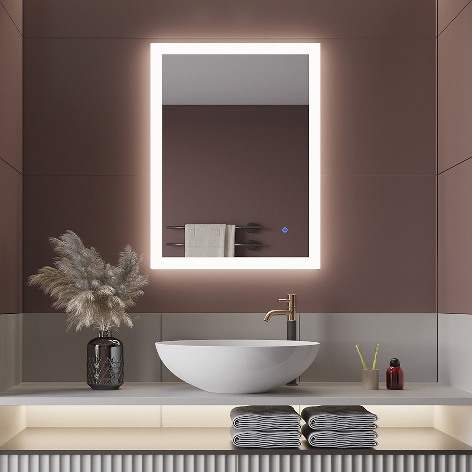 Rectangular Illuminated Bathroom Mirror Mirplushome