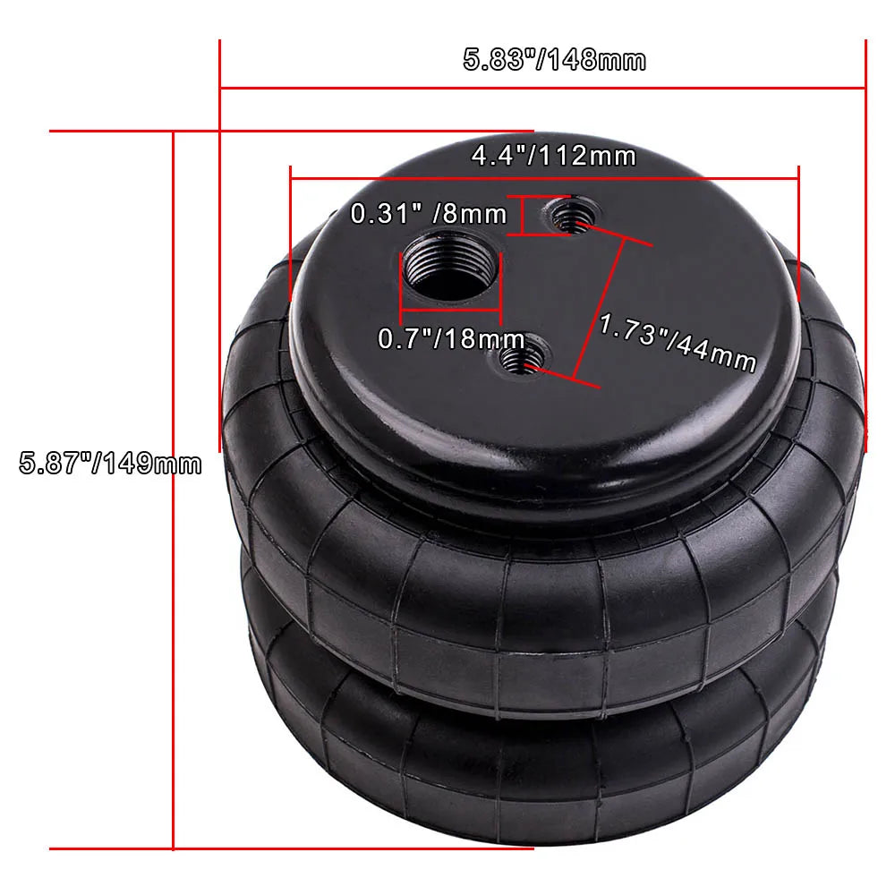 2pcs Pair Front/Rear 2500lb Single 1/2"npt Port Air Spring Bag Suspension Shock Strut Bellows For Ford F150/250 Chevy Silverado GMC Sierra Dodge Ram Truck Ratrod Lowrider Fits Most Trucks