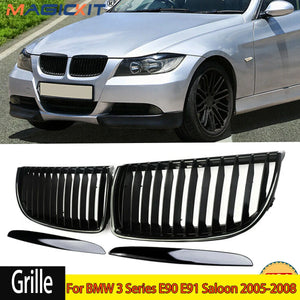Gloss Black Radiator Grilles For 2005-2008 BMW 3 Series E90 E91 Saloon Front Kidney Grill Auto Car Accessories - AutoPartsALaCarte