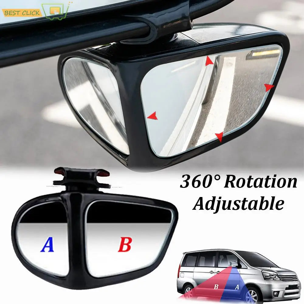 Universal Car / Truck Blind Spot Side Mirror Wide Angle 360° Adjustable Clear Rear View Dual Purpose Driving For Most Makes and Models