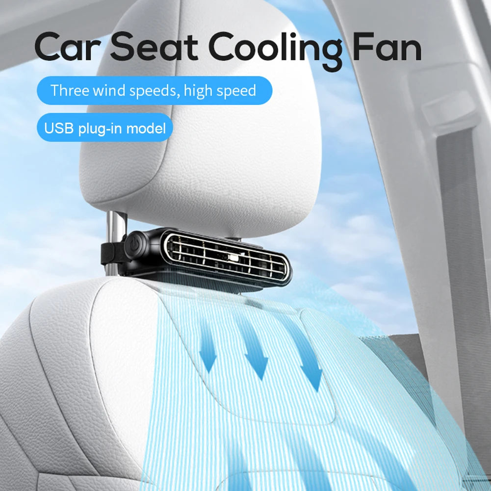 Universal Car Portable Car Seat Fan Mini Front Rear Fan Cooler Car Headrest Air Conditioner Electric Car Seat Fan