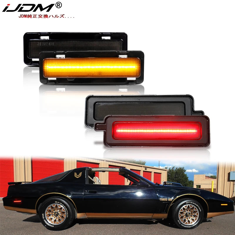 2 pcs 12V LED Red Amber White Side Marker Signal Lamps For 1982-1992 Pontiac Firebird Trans AM Chevy Camaro