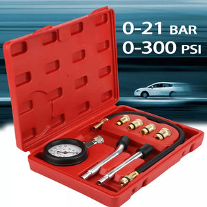 Petrol Engine Cylinder Compression Tester Kit Automotive and Motorcycles Tool 0-300PSI Engine Cylinder Pressure 0-21 Bar Gauge - AutoPartsALaCarte