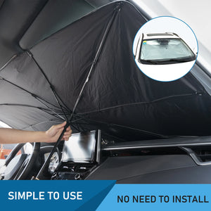 31"x53" Inch Foldable Car Windshield Sun Shade Umbrella UV Cover Reflecting Sunshade Heat Insulation Front Window Visor Interior Protection - AutoPartsALaCarte