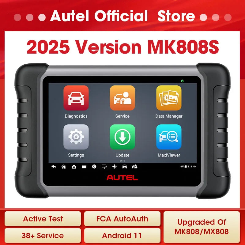 NEW 2025 AUTEL MaxiCOM MK808S OBD2 Scanner Automotive Car Diagnostic Tool OBD 2 Scanner Active Test Code Reader Key Coding Tool Compatible With Videoscope & WIFI 1 Year Free Update