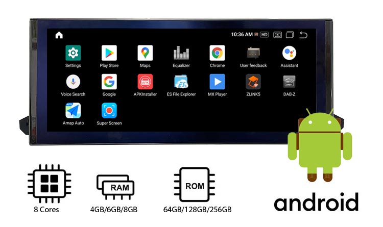10.25 ''/ 12.3'' Android 11 GPS Navigation Audi Q5 2018-2020 128GB 256GB optional