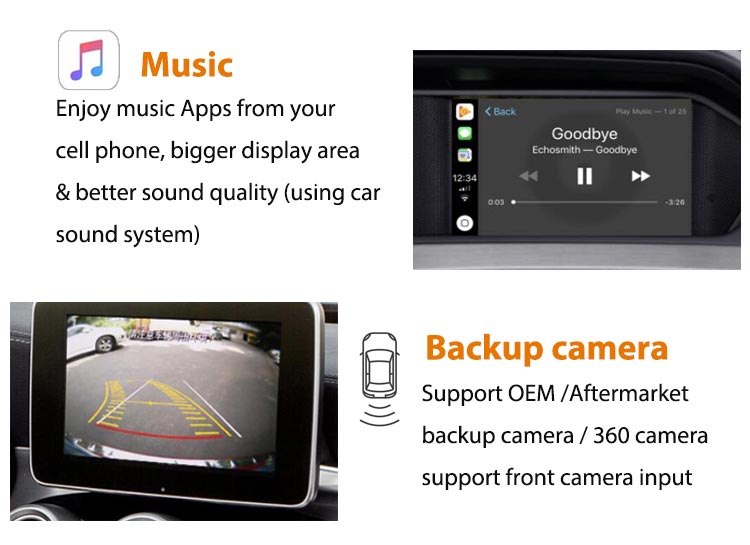 Mercedes Benz Apple Carplay Android Auto Music backup camera