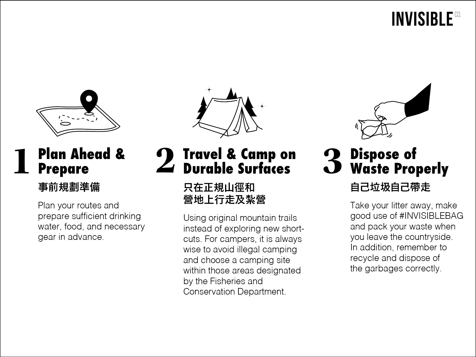 Leave No Trace Principle 1 to Principle 3