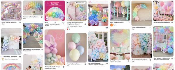 rainbow pastel party balloons inspiration