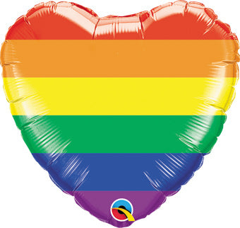 Rainbow Stripes Heart Helium Balloon