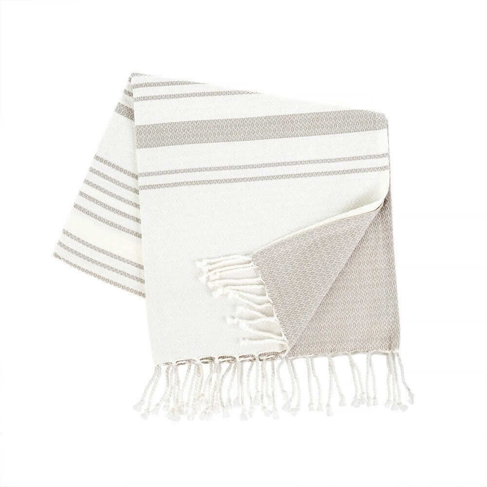 Gray And Cream Cotton Turkish Towel