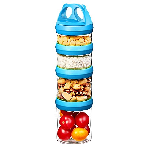 Cowiewie Snack Container for Kids with Lid, 5 Compartments, BPA and PVC  Free Kids Snack Spinner, Blue 