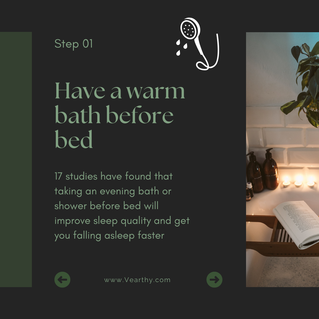 Sleep tip infographic. Tip 1: Have a warm bath before bed