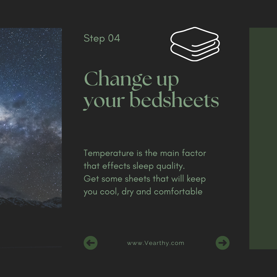 Sleep tip infographic. Tip 4 get some fresh new bed sheets