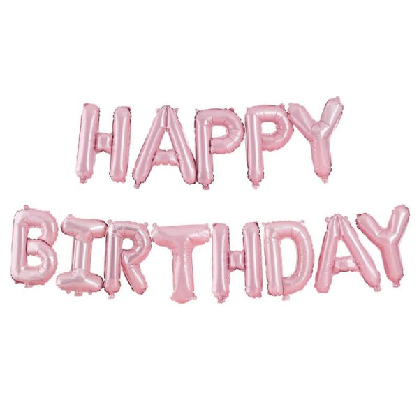 Matte Pink Happy Birthday Bunting Balloons
