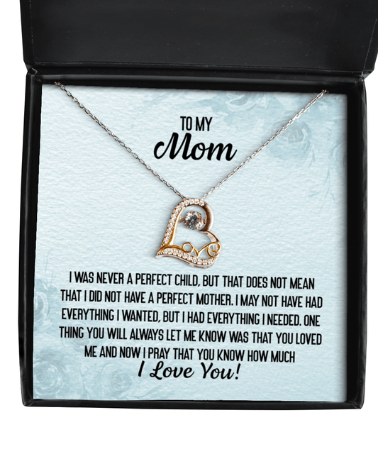 To My Mom Heart Pendant Necklace Gift for Mom Christmas Gifts
